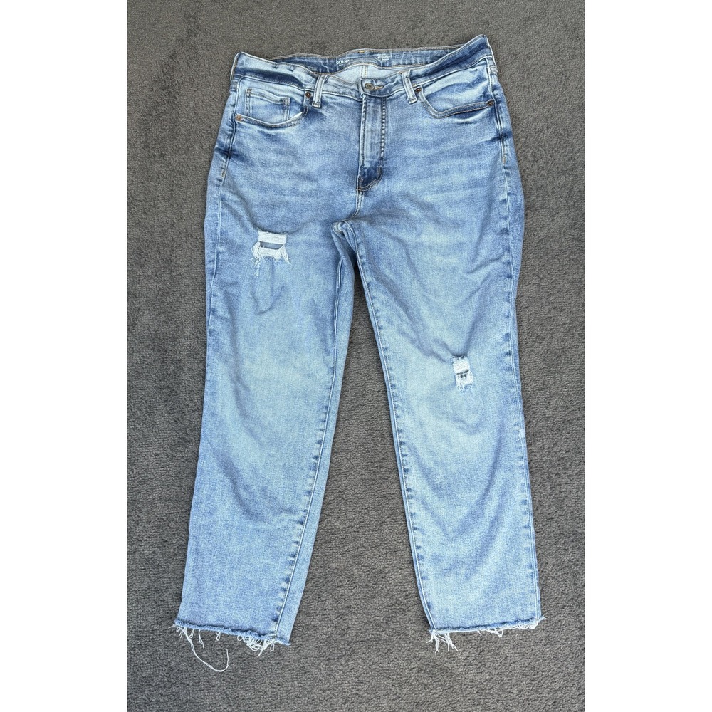 Old Navy OG Straight High Rise Distressed Light Wash Jeans Size 14 Short